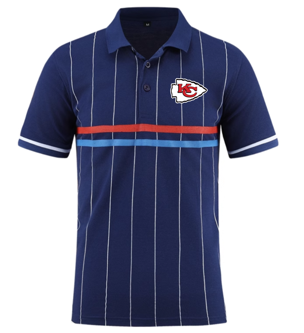 Kansas City Chiefs blue Men 2025 NFL polo T shirt